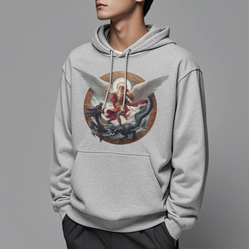 Classic Colored Style Triumph of Archangel Michael Fleece Lined Polyester Hoodie