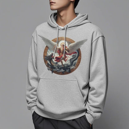 Classic Colored Style Triumph of Archangel Michael Fleece Lined Polyester Hoodie