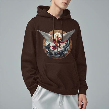 Classic Colored Style Triumph of Archangel Michael Fleece Lined Polyester Hoodie