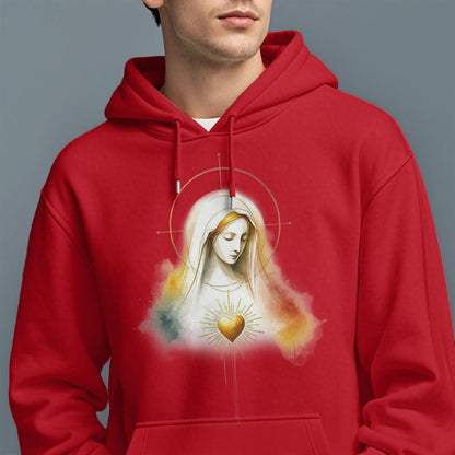 Modern Style Halo Sacred Heart Virgin Mary Fleece Lined Polyester Hoodie