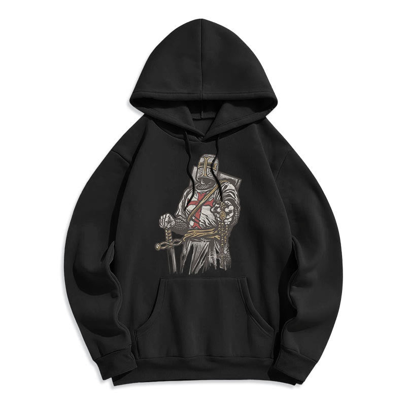 Modern Style Crusader's Valor and Faith Fleece Lined Polyester Hoodie