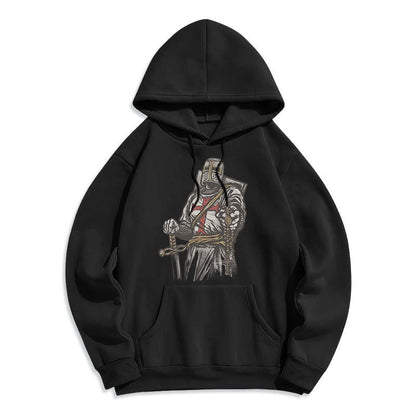 Modern Style Crusader's Valor and Faith Fleece Lined Polyester Hoodie