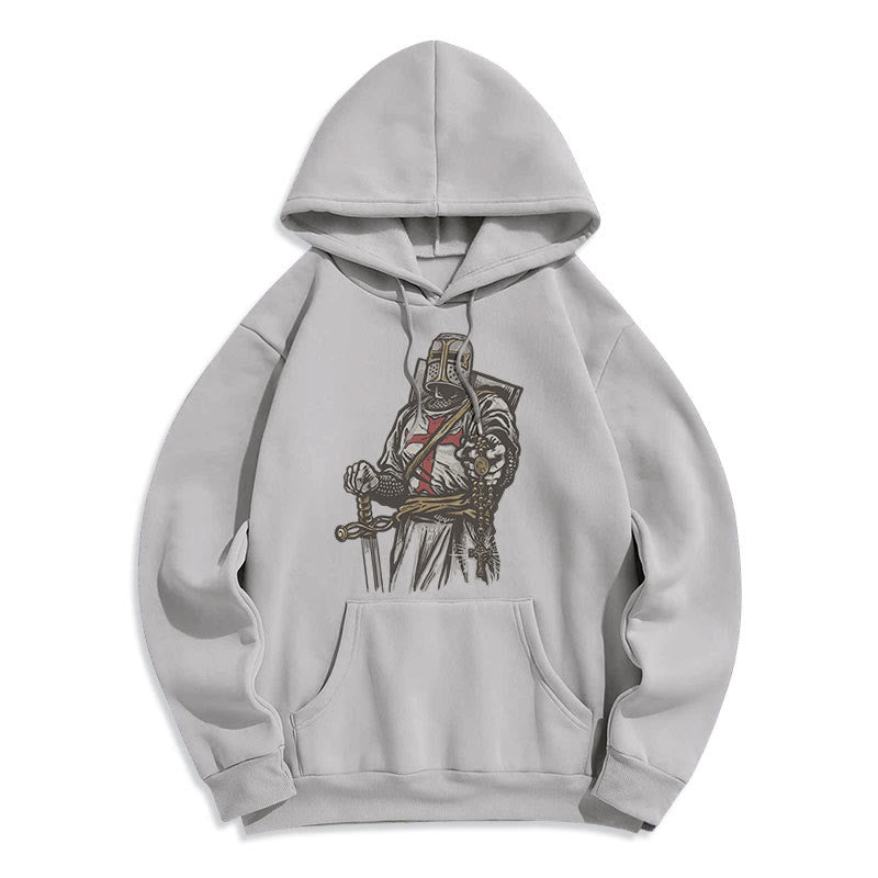 Modern Style Crusader's Valor and Faith Fleece Lined Polyester Hoodie