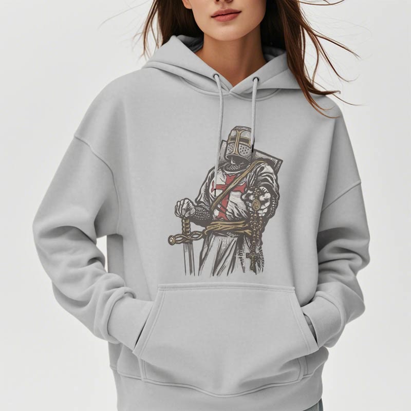 Modern Style Crusader's Valor and Faith Fleece Lined Polyester Hoodie