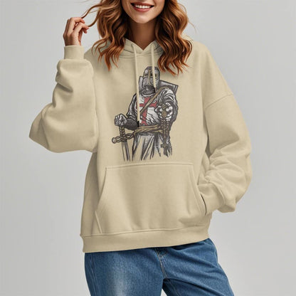 Modern Style Crusader's Valor and Faith Fleece Lined Polyester Hoodie