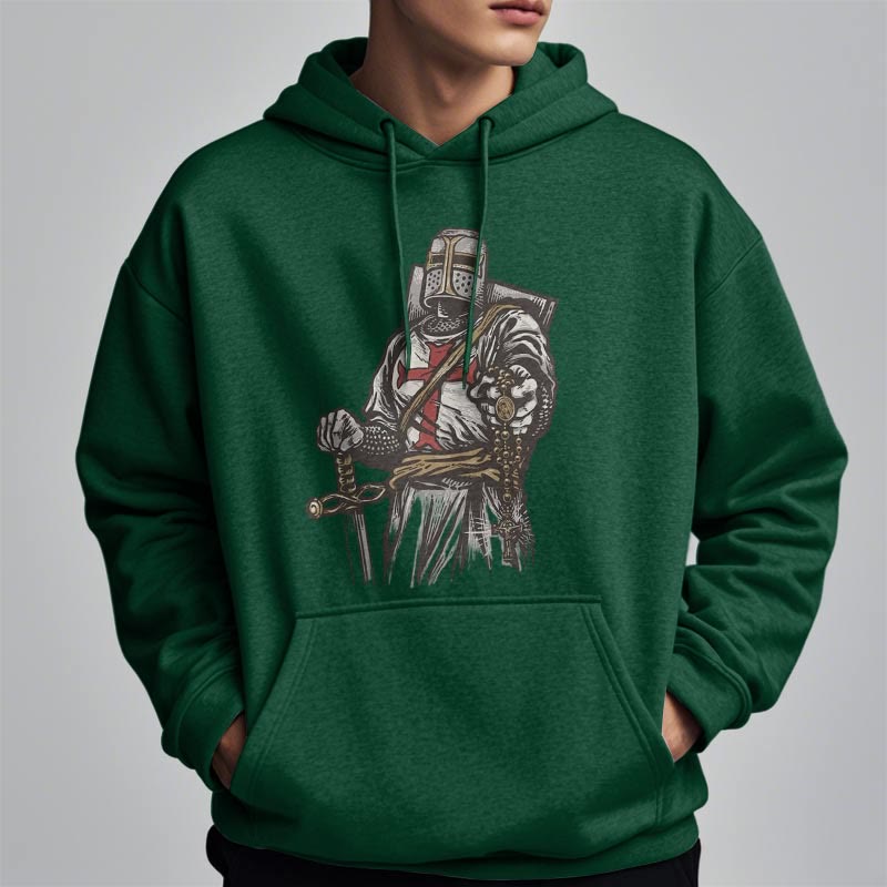 Modern Style Crusader's Valor and Faith Fleece Lined Polyester Hoodie