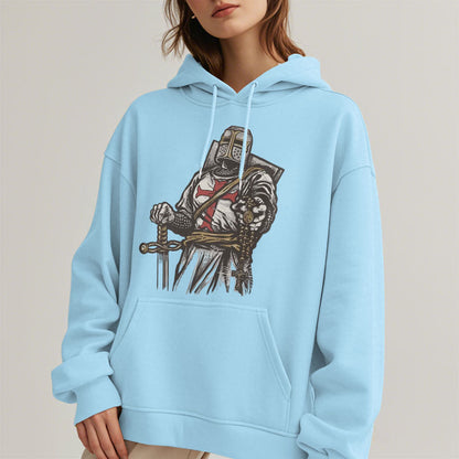 Modern Style Crusader's Valor and Faith Fleece Lined Polyester Hoodie