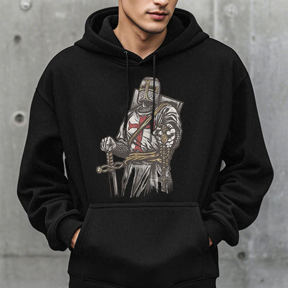 Modern Style Crusader's Valor and Faith Fleece Lined Polyester Hoodie