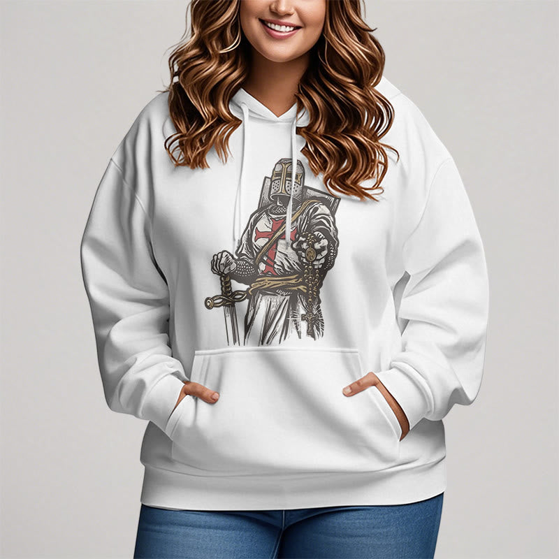 Modern Style Crusader's Valor and Faith Fleece Lined Polyester Hoodie
