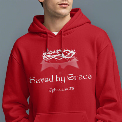 Quotation Style Saved By Grace Crown Fleece Lined Polyester Hoodie
