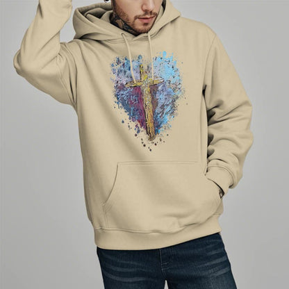 Colored Style Radiant Cross Of Hope Fleece Lined Polyester Hoodie