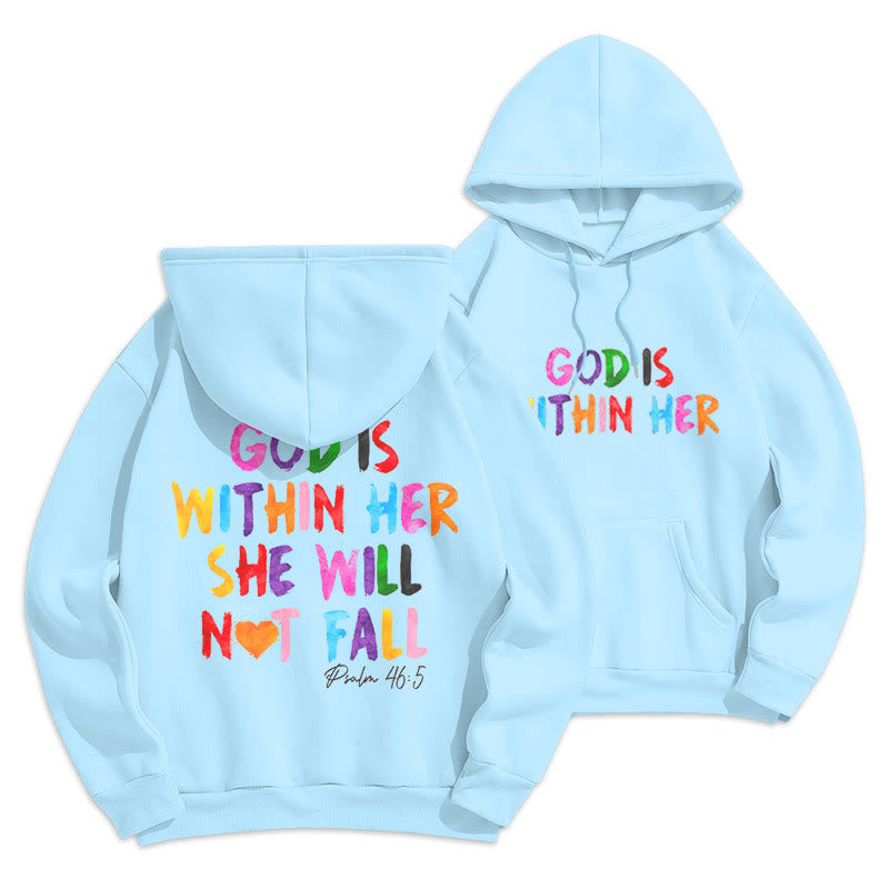Quotation Style God Is Within Her Fleece Lined Polyester Hoodie