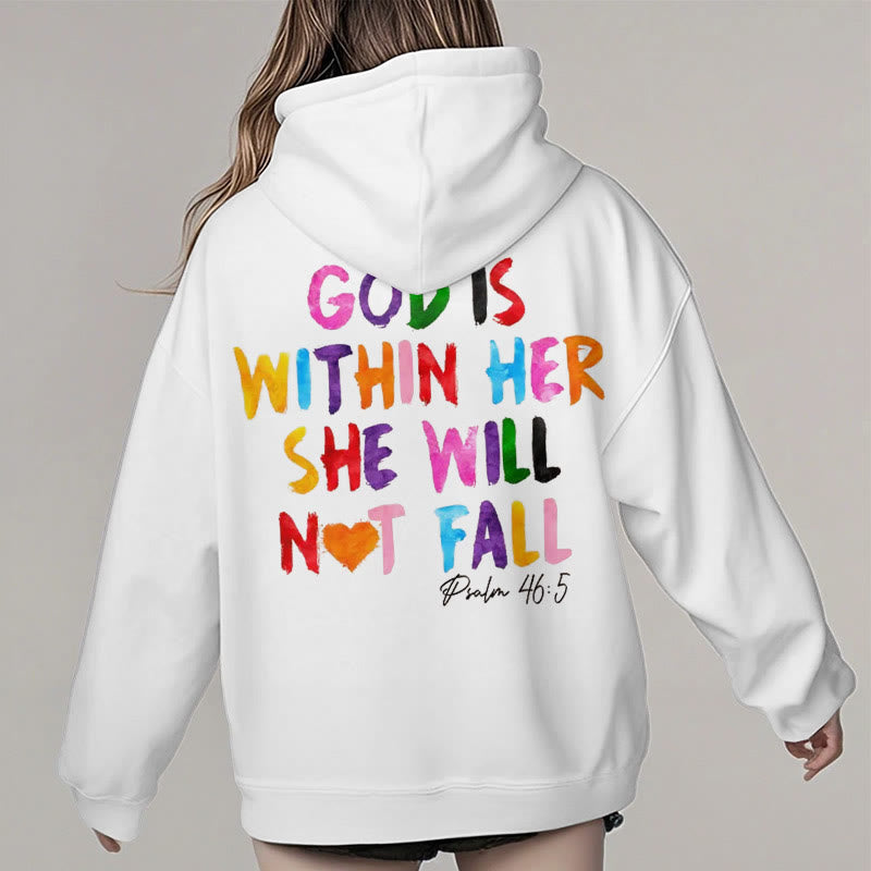 Quotation Style God Is Within Her Fleece Lined Polyester Hoodie