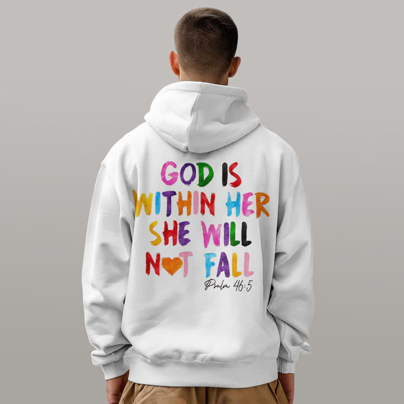 Quotation Style God Is Within Her Fleece Lined Polyester Hoodie