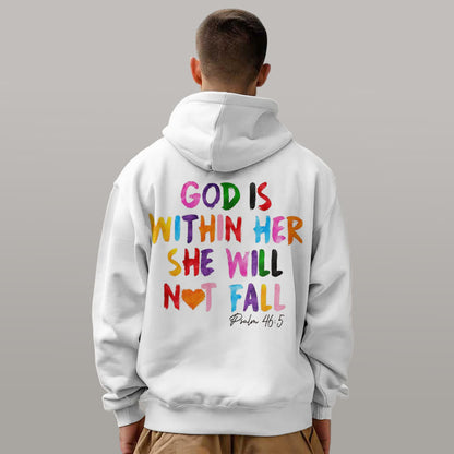 Quotation Style God Is Within Her Fleece Lined Polyester Hoodie