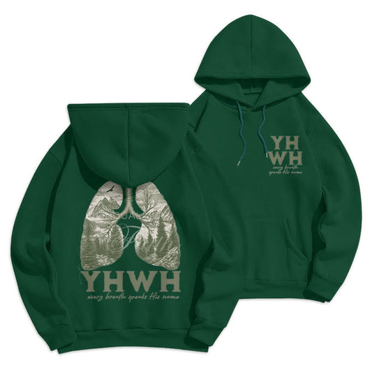 Quotation Style Every Breath Speaks His Name Fleece Lined Polyester Hoodie