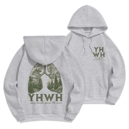 Quotation Style Every Breath Speaks His Name Fleece Lined Polyester Hoodie