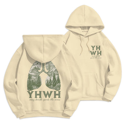 Quotation Style Every Breath Speaks His Name Fleece Lined Polyester Hoodie