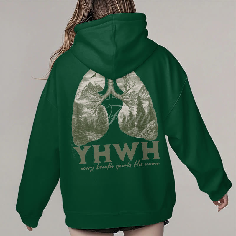 Quotation Style Every Breath Speaks His Name Fleece Lined Polyester Hoodie