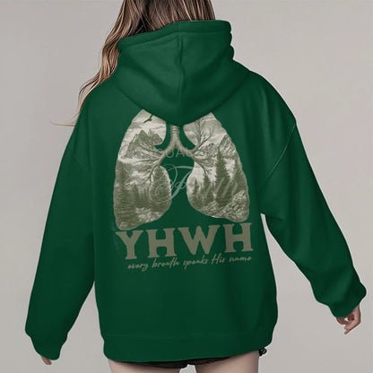 Quotation Style Every Breath Speaks His Name Fleece Lined Polyester Hoodie