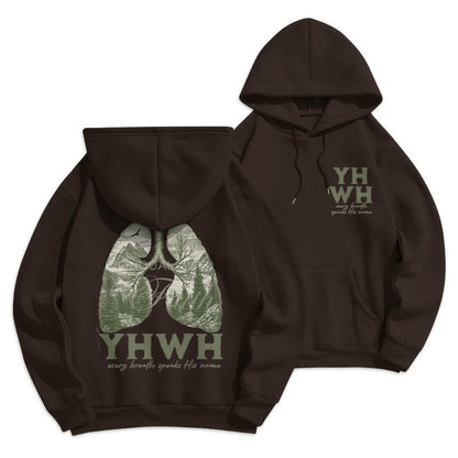 Quotation Style Every Breath Speaks His Name Fleece Lined Polyester Hoodie