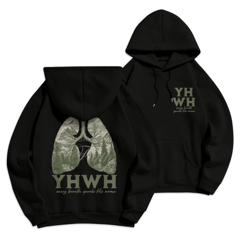 Quotation Style Every Breath Speaks His Name Fleece Lined Polyester Hoodie