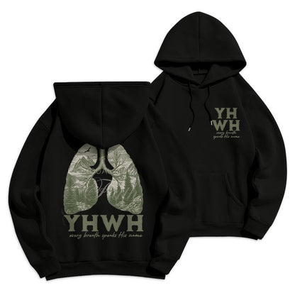 Quotation Style Every Breath Speaks His Name Fleece Lined Polyester Hoodie