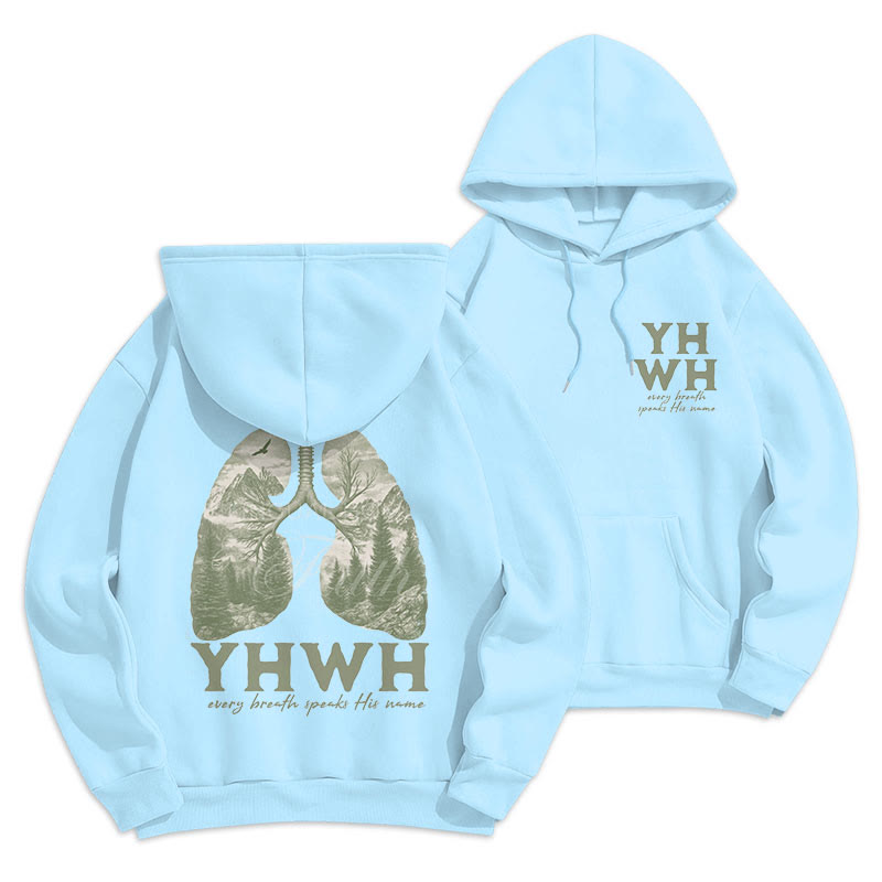 Quotation Style Every Breath Speaks His Name Fleece Lined Polyester Hoodie