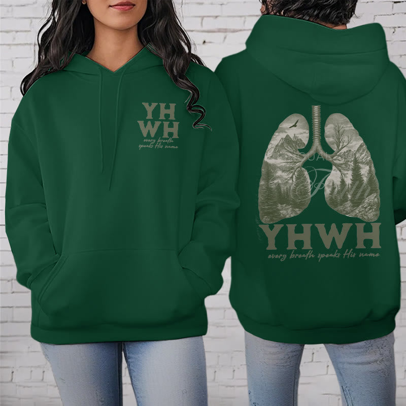 Quotation Style Every Breath Speaks His Name Fleece Lined Polyester Hoodie