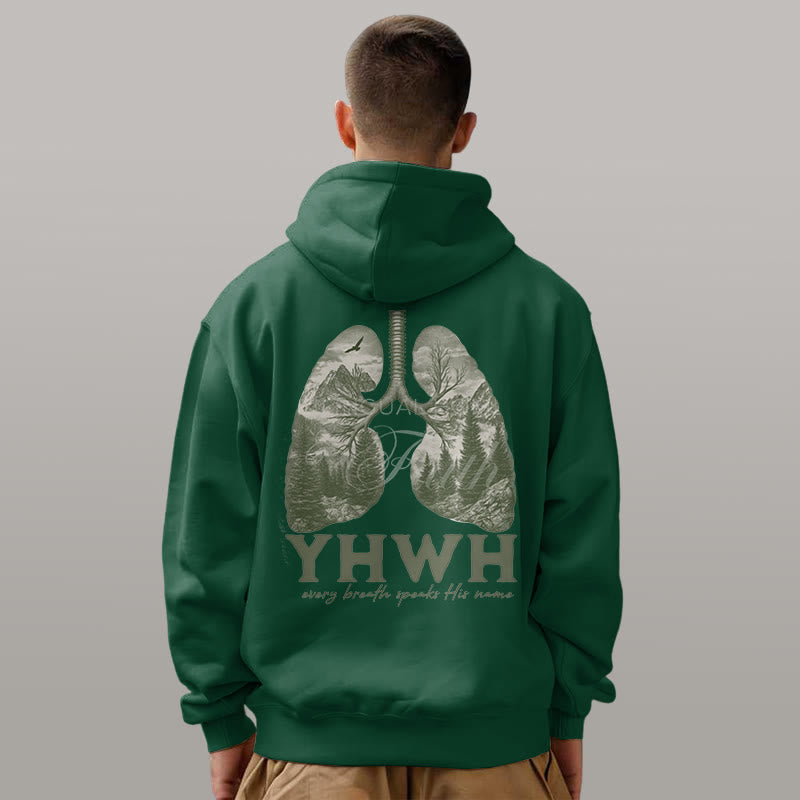 Quotation Style Every Breath Speaks His Name Fleece Lined Polyester Hoodie