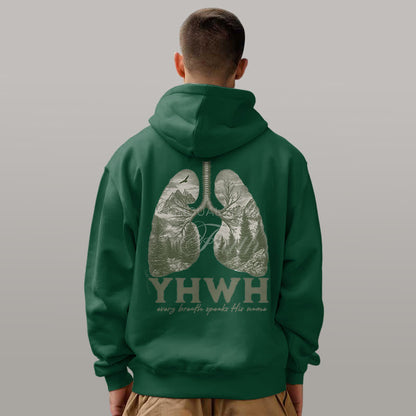 Quotation Style Every Breath Speaks His Name Fleece Lined Polyester Hoodie