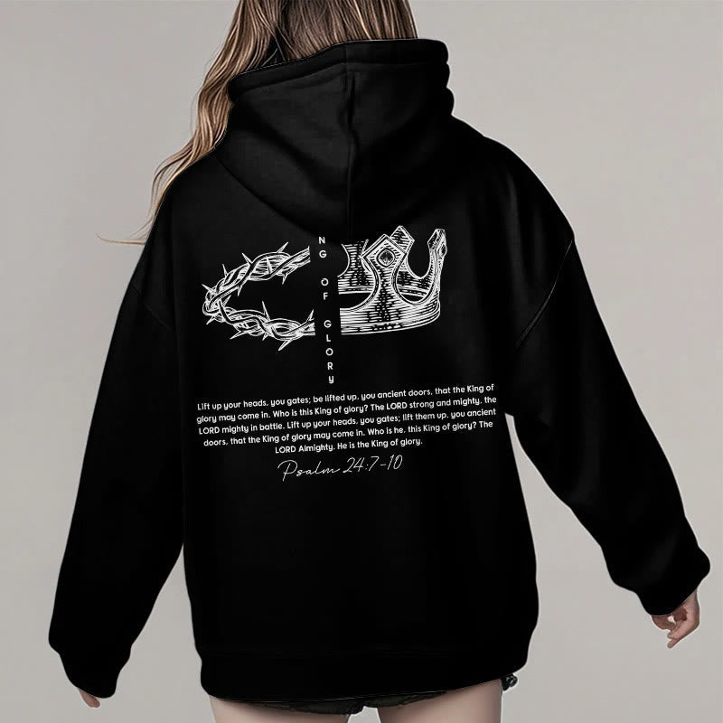 Quotation Style Jesus Is The King Fleece Lined Polyester Hoodie