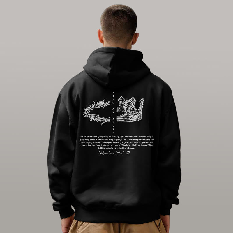 Quotation Style Jesus Is The King Fleece Lined Polyester Hoodie