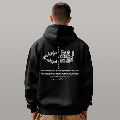 Quotation Style Jesus Is The King Fleece Lined Polyester Hoodie
