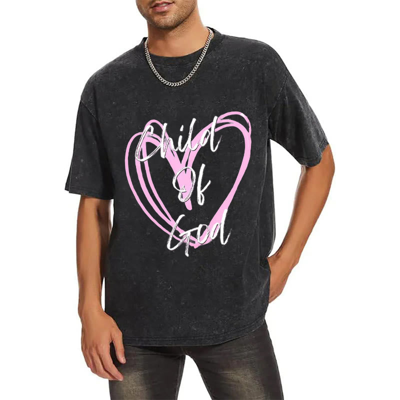 Christianartworkshop Romantic Child of God with Sacred Heart Unisex Washed T-Shirt