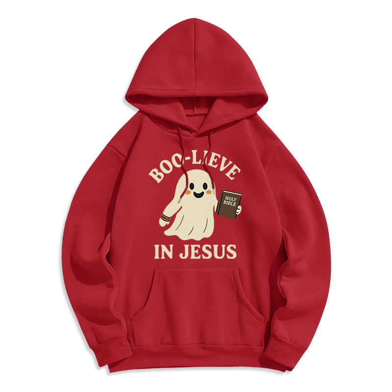 Boo-Lieve in Jesus Faith Over Fear Fleece Lined Polyester Hoodie