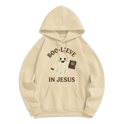 Boo-Lieve in Jesus Faith Over Fear Fleece Lined Polyester Hoodie