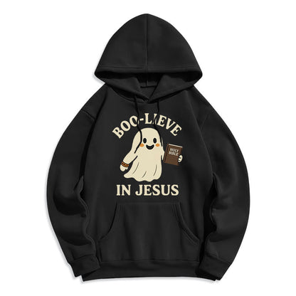 Boo-Lieve in Jesus Faith Over Fear Fleece Lined Polyester Hoodie