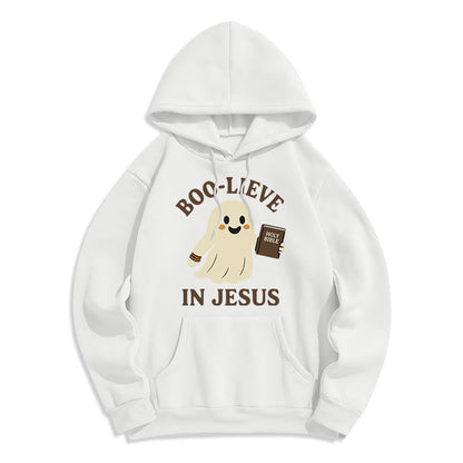 Boo-Lieve in Jesus Faith Over Fear Fleece Lined Polyester Hoodie