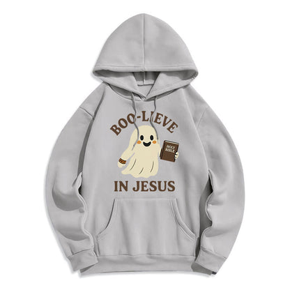 Boo-Lieve in Jesus Faith Over Fear Fleece Lined Polyester Hoodie