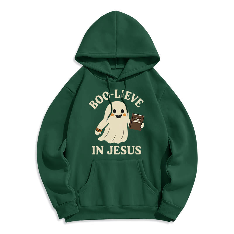 Boo-Lieve in Jesus Faith Over Fear Fleece Lined Polyester Hoodie