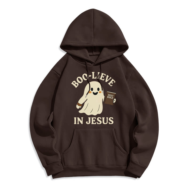 Boo-Lieve in Jesus Faith Over Fear Fleece Lined Polyester Hoodie