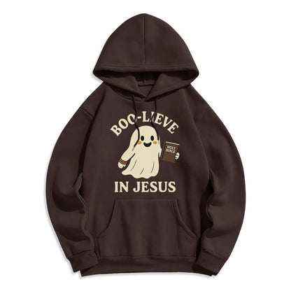 Boo-Lieve in Jesus Faith Over Fear Fleece Lined Polyester Hoodie