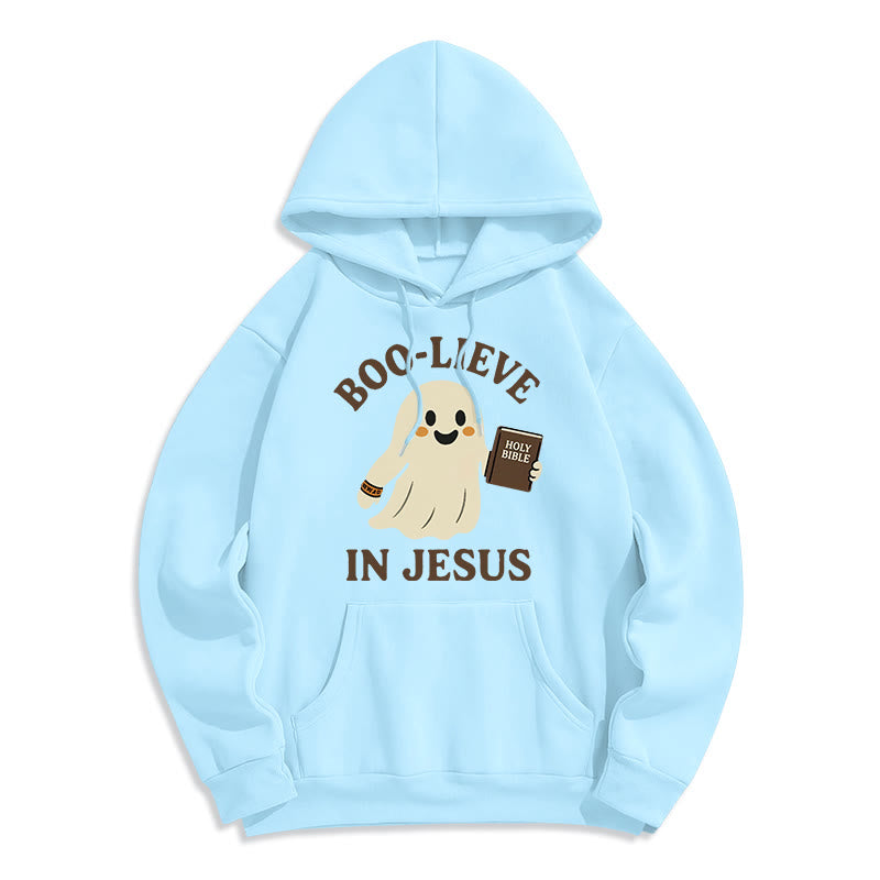 Boo-Lieve in Jesus Faith Over Fear Fleece Lined Polyester Hoodie