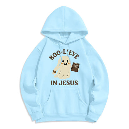 Boo-Lieve in Jesus Faith Over Fear Fleece Lined Polyester Hoodie