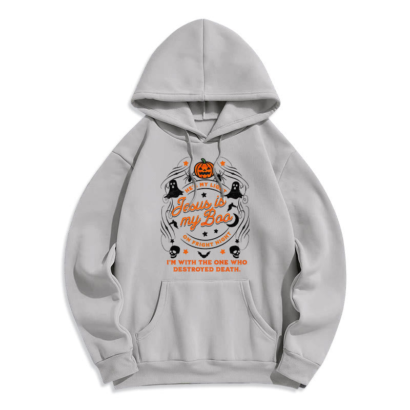 Jesus is My Boo with Holy Ghost Style Fleece Lined Polyester Hoodie