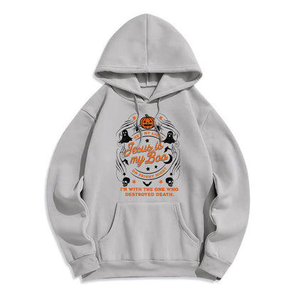 Jesus is My Boo with Holy Ghost Style Fleece Lined Polyester Hoodie