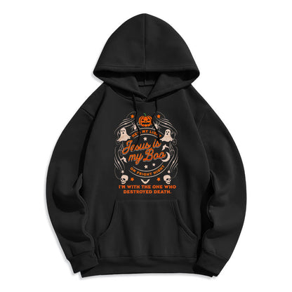 Jesus is My Boo with Holy Ghost Style Fleece Lined Polyester Hoodie