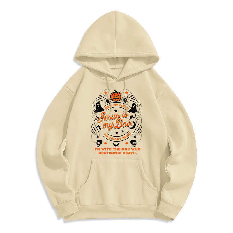 Jesus is My Boo with Holy Ghost Style Fleece Lined Polyester Hoodie