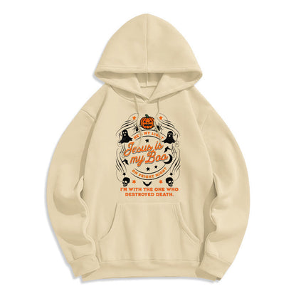 Jesus is My Boo with Holy Ghost Style Fleece Lined Polyester Hoodie